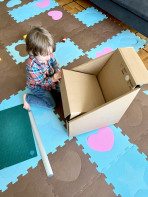 Design and construct a cardboard chair that you (or your child) can sit on using only cardboard. No glue or tape